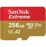 SanDisk 128GB Extreme microSDXC UHS-I geheugenkaart met adapter - tot 190 MB/s, C10, U3, V30, 4K, 5K, A2, Micro SD-kaart - SDSQXAA-128G-GN6MA