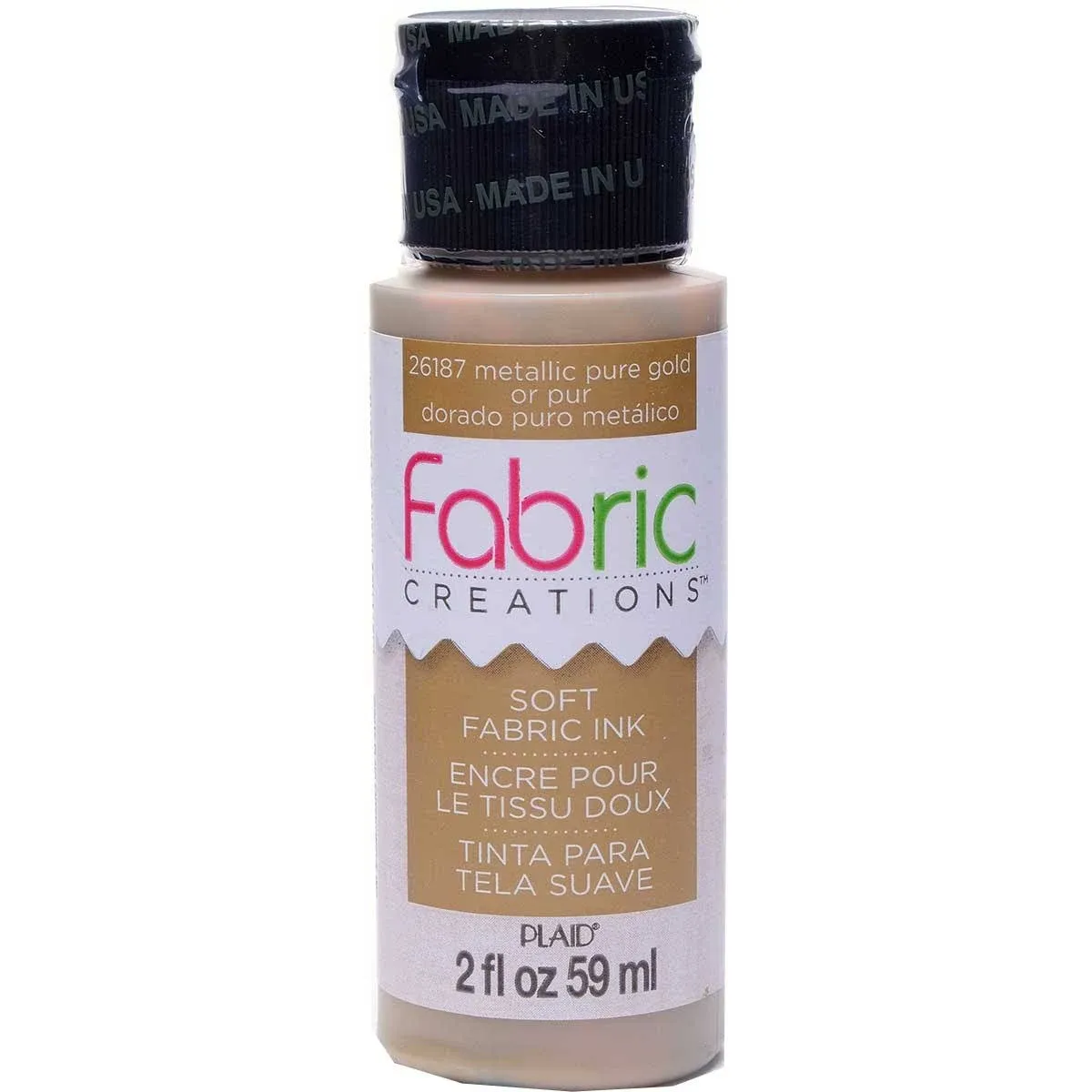 Plaid Fabric Creations Soft Fabric Ink - Metallic Gold, 2 oz