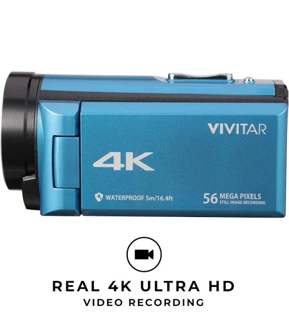 Vivitar 4K Camcorder Ultra HD Lens Recording 56MP 13MP DVR48K - BLUE