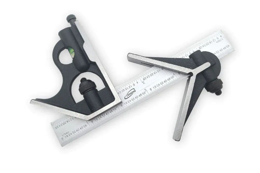 iGaging 6" 4R Combination Square with Center FInder with 1/8", 1/16", 1/32 and 1/64" Graduations