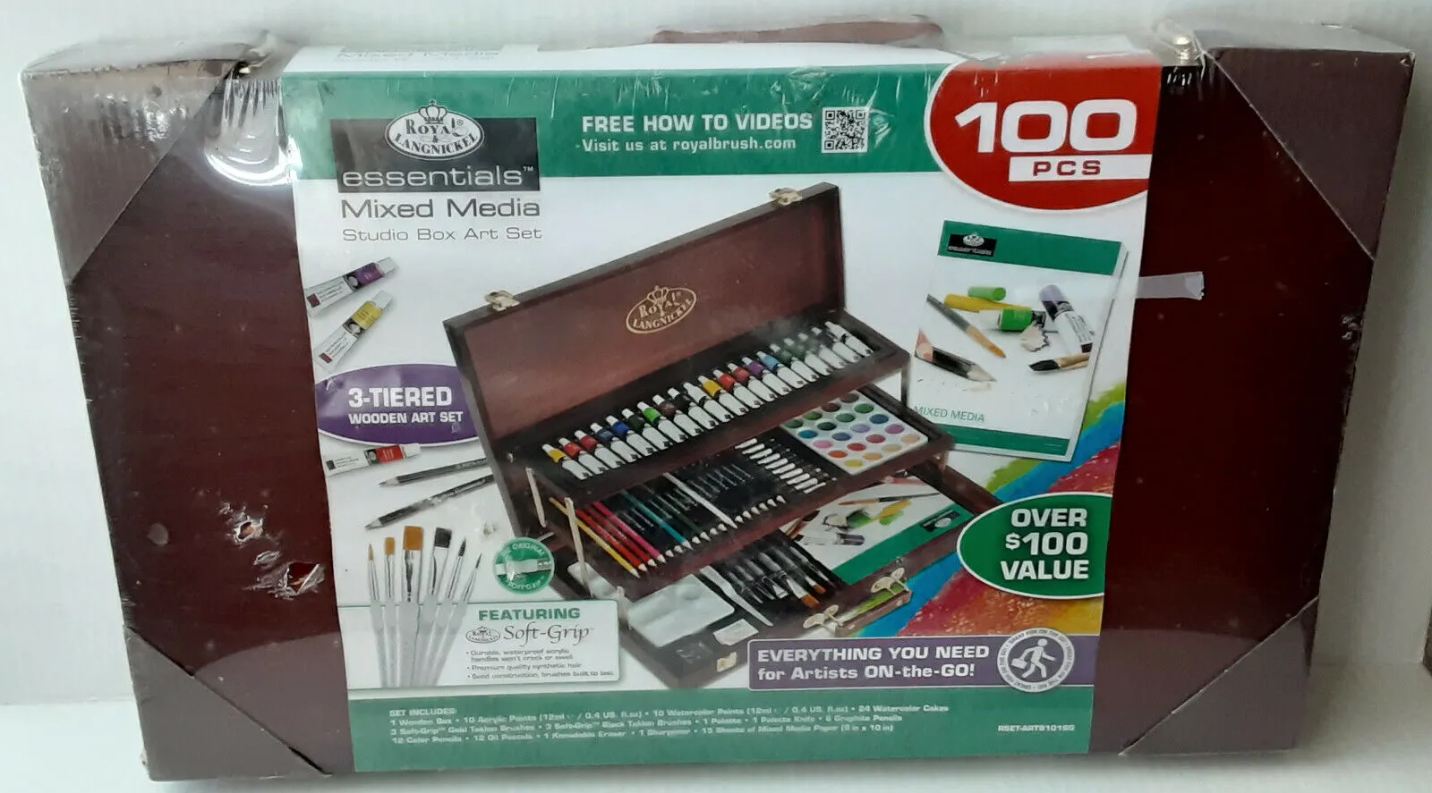 Royal &amp; Langnickel Mixed Media Studio Box Fine Art Set 100 Pieces New Damaged Bo