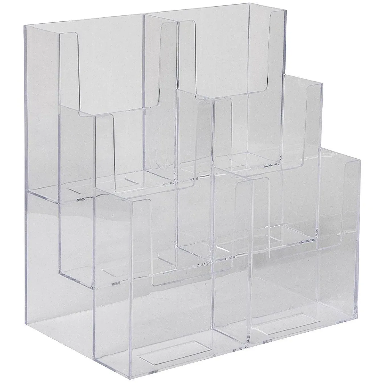 Clear 3-Tier, 6-Pocket Tri-Fold Brochure Holder