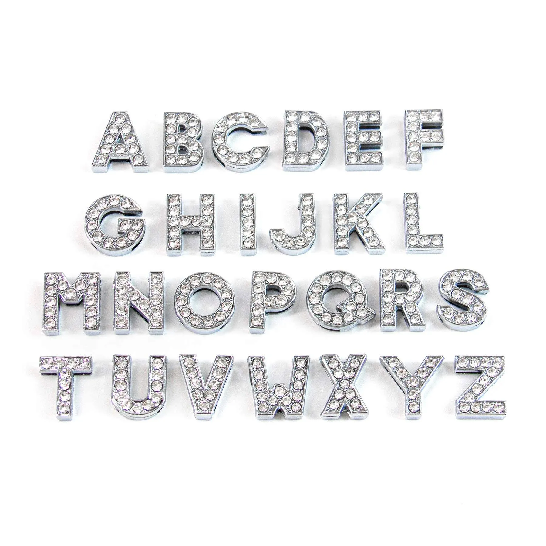 AUEAR, Crystal Rhinestone Slide Charms Alloy Alphabet A-Z Alphabet Letters for DIY Wristbands Bracelets Jewelry Making