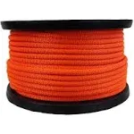 3/8 inch Neon Orange Dacron Polyester Rope - 250 Foot Spool | Solid Braid - 