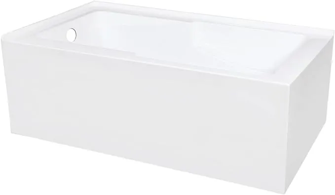 Aqua Eden Vtam6032l22s 60-Inch Acrylic 2-Wall Corner Alcove Tub with Corner Apron ...