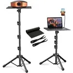 FOUR UNCLES Projector Tripod Stand, 23 to 63 Inch Laptop Tripod Adjustable Height, Portable Projector Stand for Outdoor Movies, DJ Racks Mount with Gooseneck Phone Holder, Apply to Stage or Studio