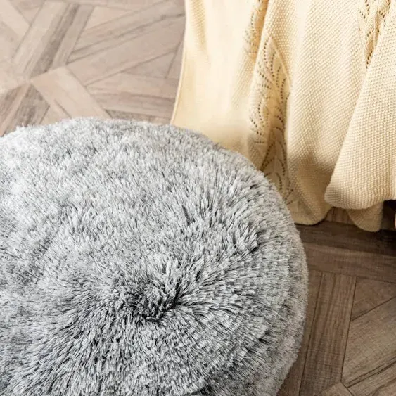 Asuprui Soft Floor Pillow Large Round Floor Cushion for Sitting Fur Meditation Pillow Premium Yoga Pillow for Living Room Bedroom Balcony Outdoor 20x6Inches Dark Grey Round Floor Pillow with Insert