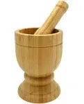 Imusa Small Traditional Wood Mortar and Pestle, Beige