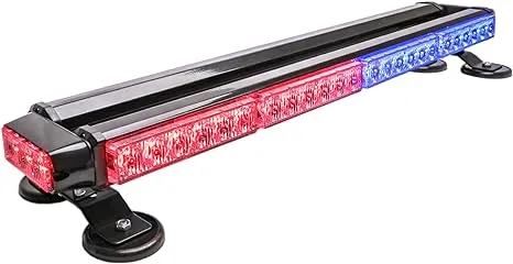 CUMART 26.5" Red Blue 54 LED Rooftop Beacon Light Bar for Police Cops Firefighter ...