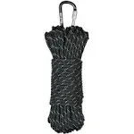 GEAR AID 1100 Paracord and Carabiner, 5.5 mm Heavy-Duty Cord for Camping and Survival, Black Reflective