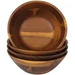 AIDEA Acacia Wooden Serving Bowls, 7 Inch Set of 4 for Salad, Soup, Noodle and More