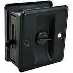 Solid Brass Sliding Door Pull Privacy Pocket Lock, Matte Black, Made in Taiwa...