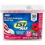 Camco TST MAX RV Toilet Treatment Drop-INs | Control Unwanted Odors and Break Down Waste and Tissue | Septic Tank Safe | Hibiscus Breeze Scent | 30-pack (41604)