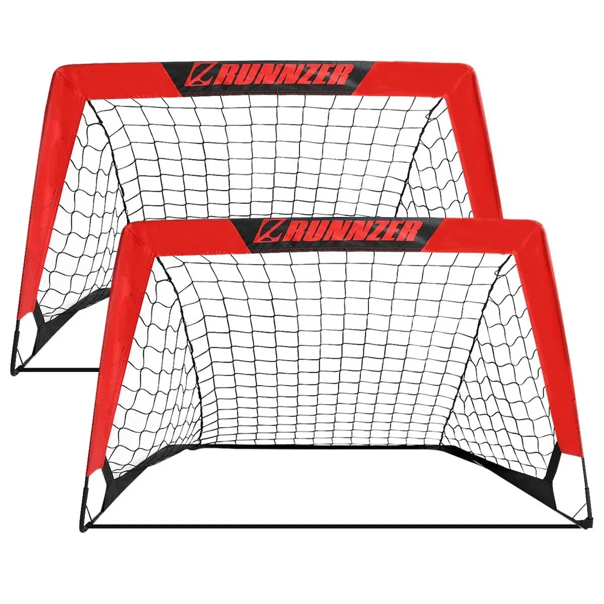 L RUNNZER Portable Soccer Goal, Pop Up Soccer Goal Net for Backyard, Set of 2 ...