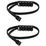 Fancasee (2 Pack) 4-Pin PWM PC Case Fan Hub Power Supply Cable 1 to 5 Way Splitter PC Motherboard Fan Power Extension Cable Cord for ATX Computer Case 4-Pin and 3-Pin Cooling Fans