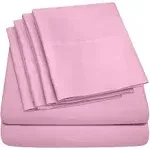 Sweet Home Collection 1500 Thread Count 6 Piece Sheet Set, Pink, Queen