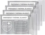 Swiss Safe Emergency Mylar Thermal Blankets (4-Pack) + Bonus Signature Gold Foil