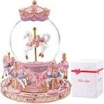 Carousel Horses Music Box Gift Color Changing Lights Unicorn Snow Globe for Wife Mom Women Girls Friend Women Daughter Girls Sister Birthday Anniversary