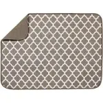 S&T XL Reversible Microfiber Dish Drying Mat - Taupe Trellis - 18 inch x 24 inch