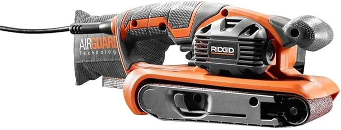 Ridgid 6.5 Amp Corded 3 in. x 18 in. Variable Speed Belt Sander with AIRGUARD Technology, R27401, (Bulk Packaged, Non-Retail Packaging) (Renewed)