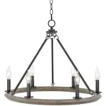 Kira Home Jericho 24" Rustic Farmhouse Wagon Wheel Chandelier, Round Kitchen - Industrial - Chandeliers - by Modum Decor | Houzz