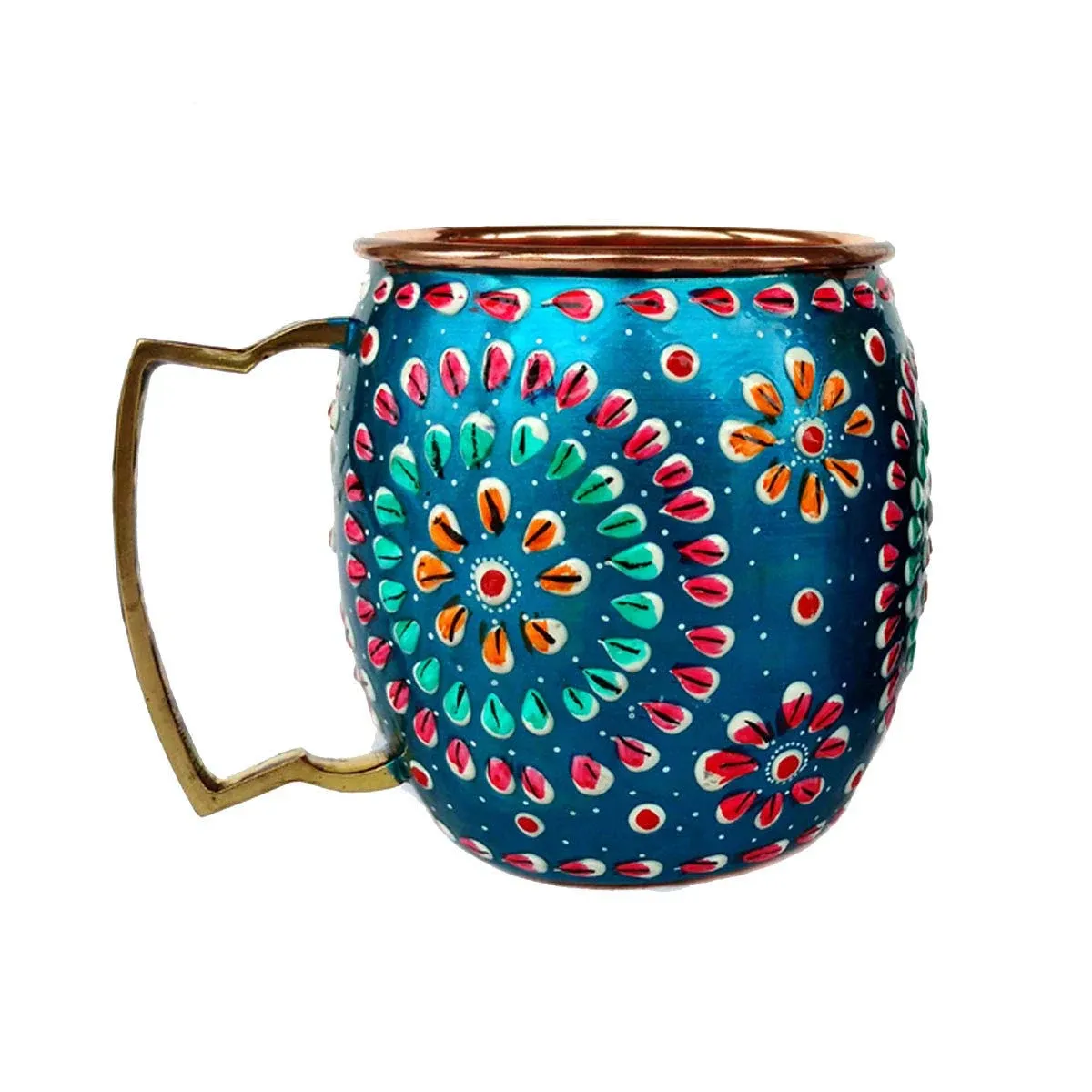 Rastogi Handicrafts Handmade Outer Hand Painted Art Work Wine, Vodka, Beer,Cocktail,Juice, Cold Coffee Mug - Cup 16 oz (1)