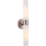 Kira Home Duo 21" Modern 2-Light Wall Sconce with Frosted Opal Glass Shades, for Bathroom/Vanity, Chrome Finish