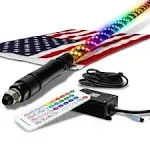 True Mods 4ft Spiral RGB LED Whip Flag Light for UTV ATV [Bluetooth App] Dancing Waterproof LED Lighted Whip Antenna Pole Stick for RZR Can-Am