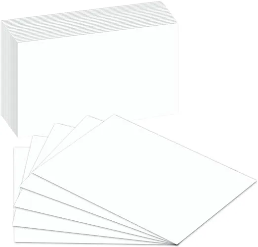 Blank Index Flash Note Cards | 80lb Heavyweight Thick White Cover Stock. 100 Cards Per Pack | 5 x 8