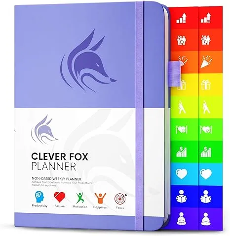 Clever Fox Planner – Undated Weekly & Monthly Planner for Productivity, Time Management & Goals – Organizer Journal – A5 (Lavender)