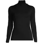 Lands' End Women's Lightweight Fitted Long Sleeve Turtleneck - Medium - Black