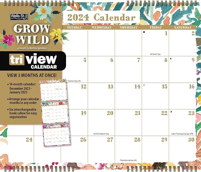 Lang Companies,  Grow Wild Triview 2024 Wall Calendar