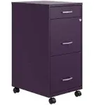 Space Solutions 18"D 3 Drawer Metal Organizer File Cabinet Midnight Purple