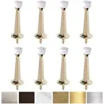 Liberty Premium Door Stoppers Metal Solid Rigid Door Stop Brushed 3" (Brass Plated, 8 Pack)