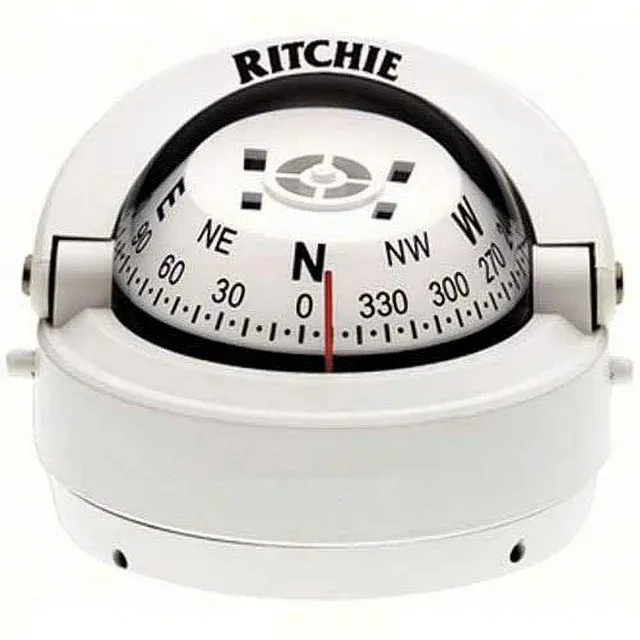 RITCHIE COMPASSES S-53W Compass, Surface Mount, 2.75" Dial, Wht.