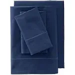 Lands End 400 Thread Count Premium Supima Cotton No Iron Sateen Fitted Bed Sheet - Deep Sea Navy