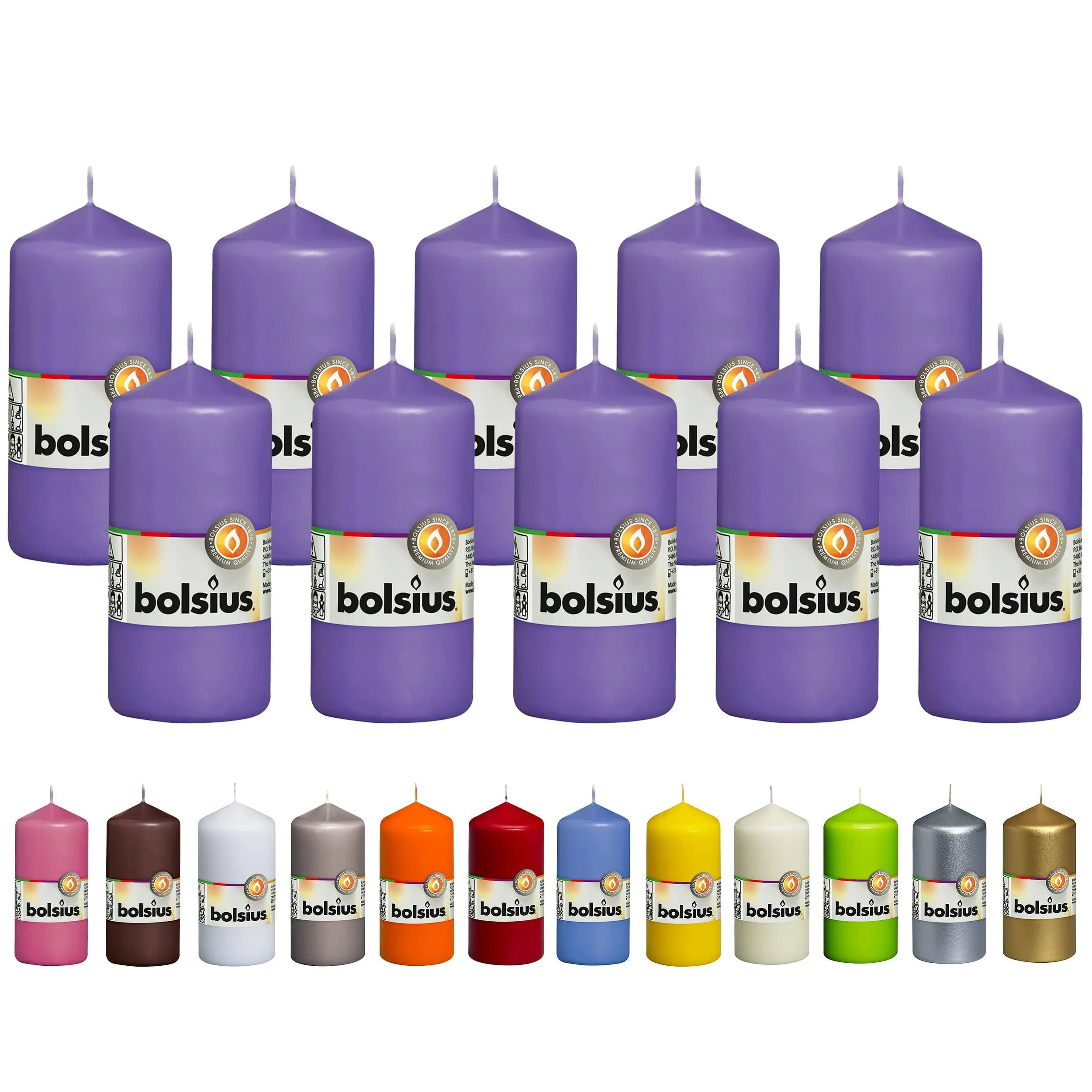 Bolsius 10 Purple Pillar Candles - 2.25 x 4.75 Inches - Premium European Quality ...