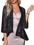 Zeagoo Kimono Cardigans for Women 3/4 Sleeves Open Front Lightweight Shrug Lace Jackets for Evening Dresses