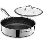 HexClad Hybrid Nonstick 3.3 Qt Deep Sauté Pan and Lid,  Induction Ready, 