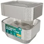 Aluminum Pans With Lids 9x13 [30 Sets] Aluminum Foil Pans Trays With Lids - Half Size Tin Foil Disposable Pans For Baking, Roasting, Cake Serving Dishes, Catering Supplies, Steam Table Chafing