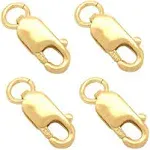 4pcs/Set 14K Solid Yellow Gold Jewelry Lobster Clasp Bead Open Jump Ring (8mmx3mm)