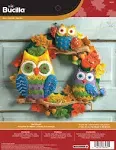 Bucilla Felt Applique Wall Hanging Kit, 17 by 17-Inch, Owl Wreath