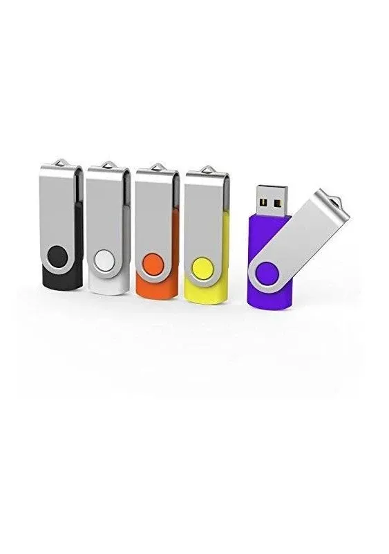 Aiibe 5pcs USB Flash Drive 4GB Pen Drive Thumb Drives USB Drive (5 Colors: Black Red Yellow White Purple)