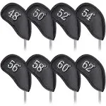 Craftsman Golf 8pcs 48A 50A 52A 54A 56A 58A 60A 62A Leather Black Golf Club Wedge Covers Protective Headcover 1 Set 8pcs 48A- 62A