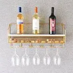 Gold Wall Mounted Wine Rack & Cork Storage