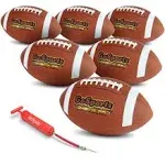 GoSports Combine Football 6 Pack - Regulation Size for High School and College - Official Composite Leather Balls