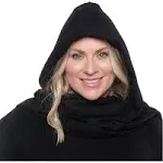 Stella Fleece Hooded Wraparound Scarf Black