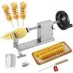 CGOLDENWALL 3 in 1 Manual Tornado Potato Slicer Spiral Potato Cutter Twisted Potato Slicer Spiral Twister Cutter Thicker Stainless Steel Vegetables Cutting Machine