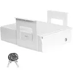 Vivo White Lockable Pull Out Under Desk Storage Drawer, Workspace Organizer