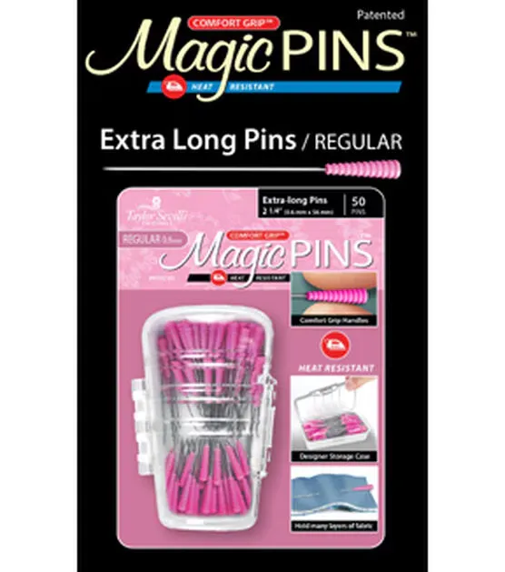 Taylor Seville Magic Pins - Extra Long Fine Pink 50/PKG